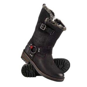 SUPERDRY WOMEN'S Superdry Women's Tempter Boots Suede Faux Buckle Boot 7 Western